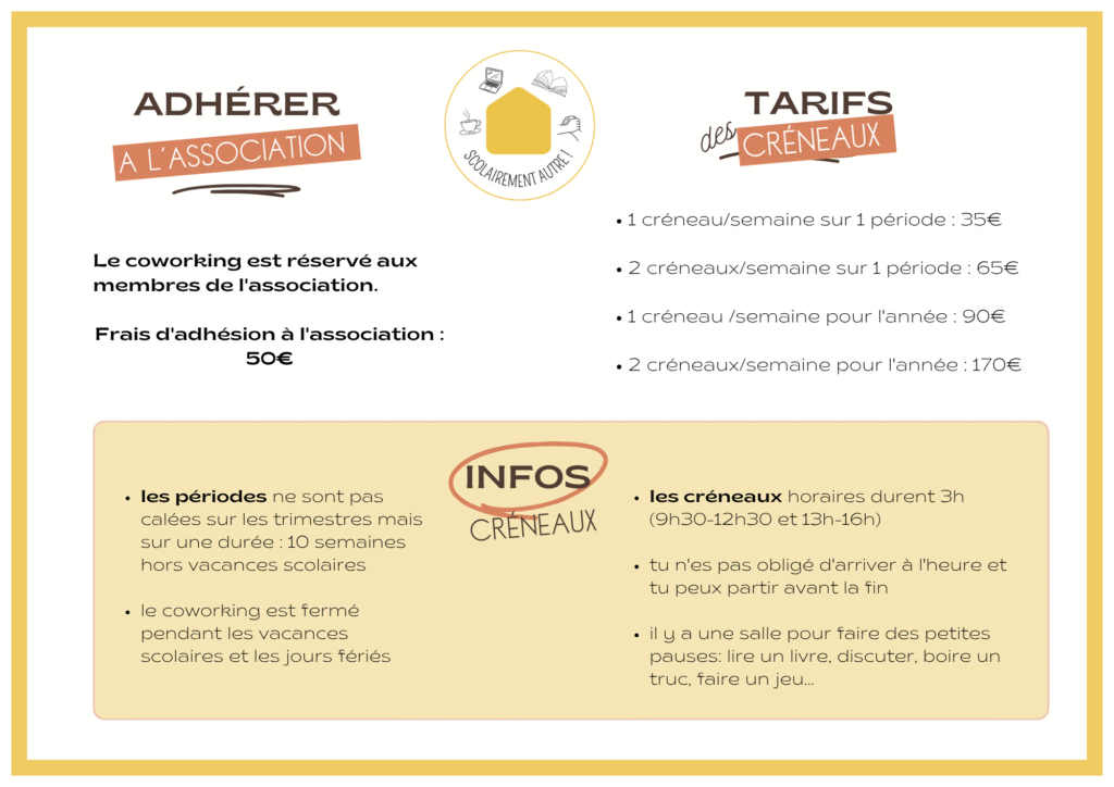 tarifs complets du coworking 2025-2026