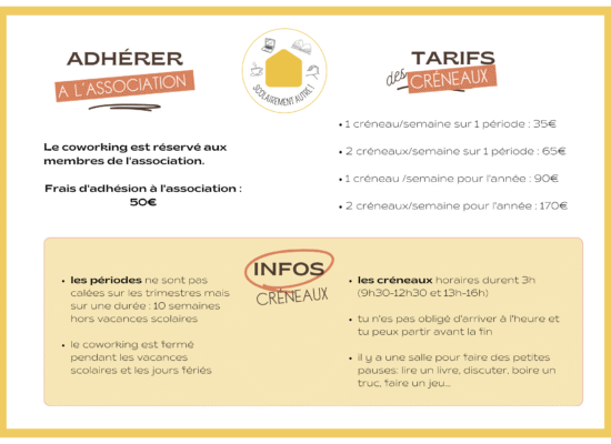 tarifs complets du coworking 2025-2026